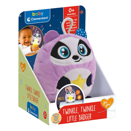 Clementoni baby glimt glimt lille panda lilla kramme legetøj natlampe