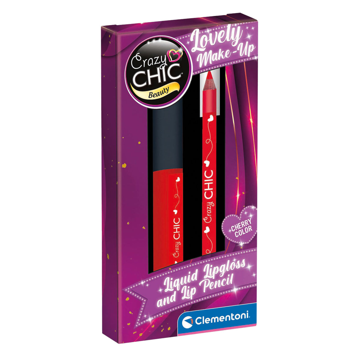Clementoni crazy chic lipgloss og lip liner kirsebærrød