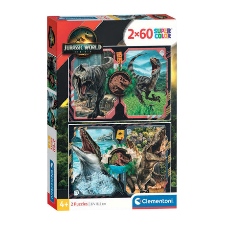 Clementoni puslespil jurassic world, 2x60 stk.