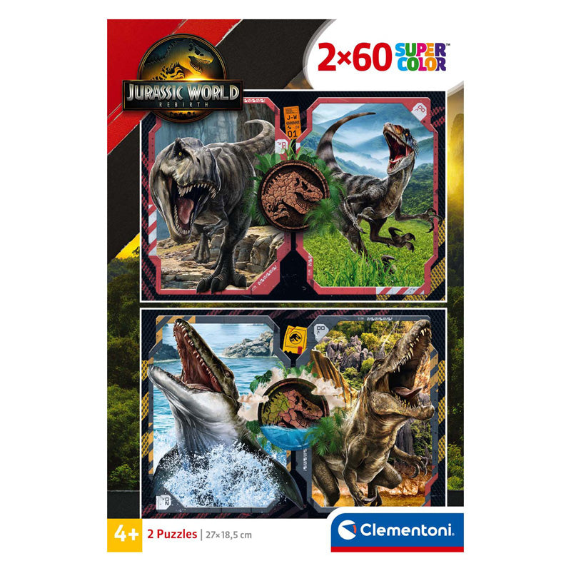 Clementoni puslespil jurassic world, 2x60 stk.
