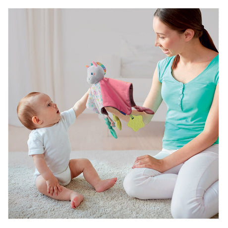 Clementoni knuffeldoekje eenhoorn soft cuddles - knuffeldoek met voeldetails - zacht kraamcadeau jongen of meisje - baby comforter vanaf 0 maanden