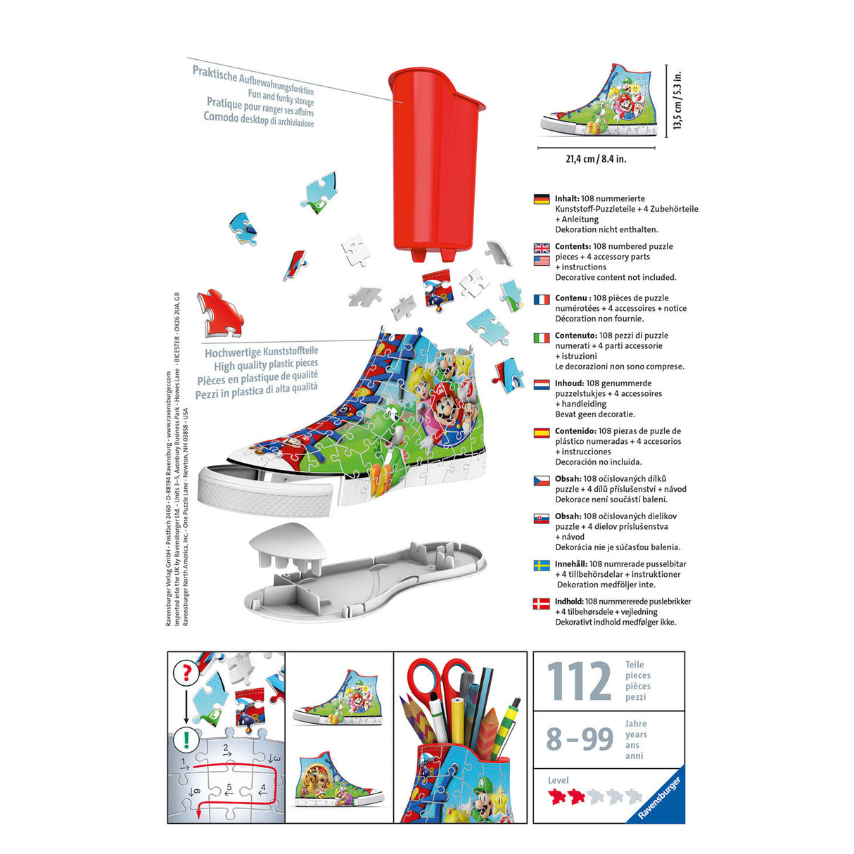 Ravensburger sneaker super mario - 3D puslespil - 108 brikker