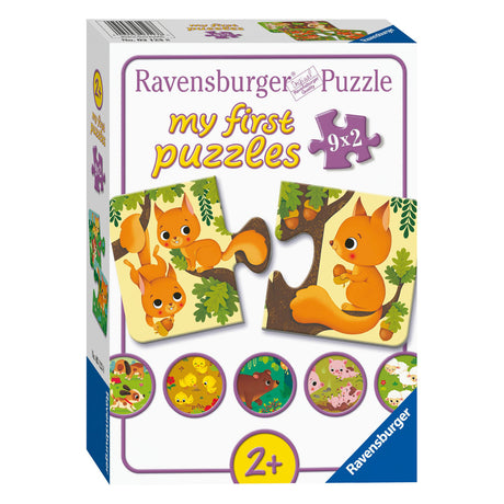 Ravensburger dyr og deres små - mine første puslespil - 9x2 brikker - børnepuslespil