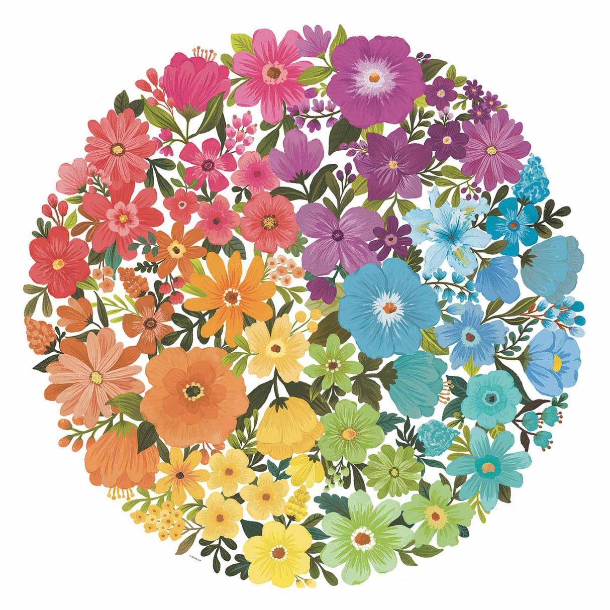 Ravensburger runde puslespil cirkel af farver blomster - puslespil - 500 brikker