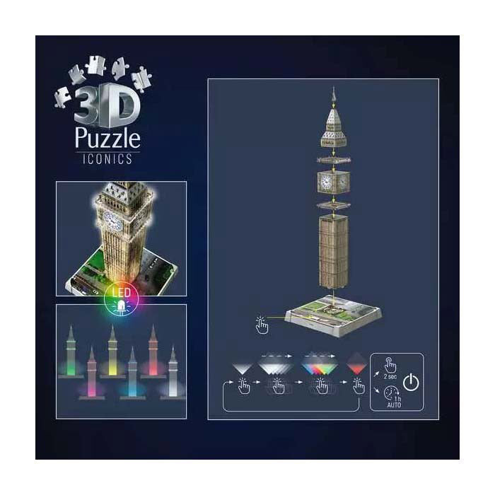 Ravensburger 3d puslespil iconics big ben - med lys - 235 stk.