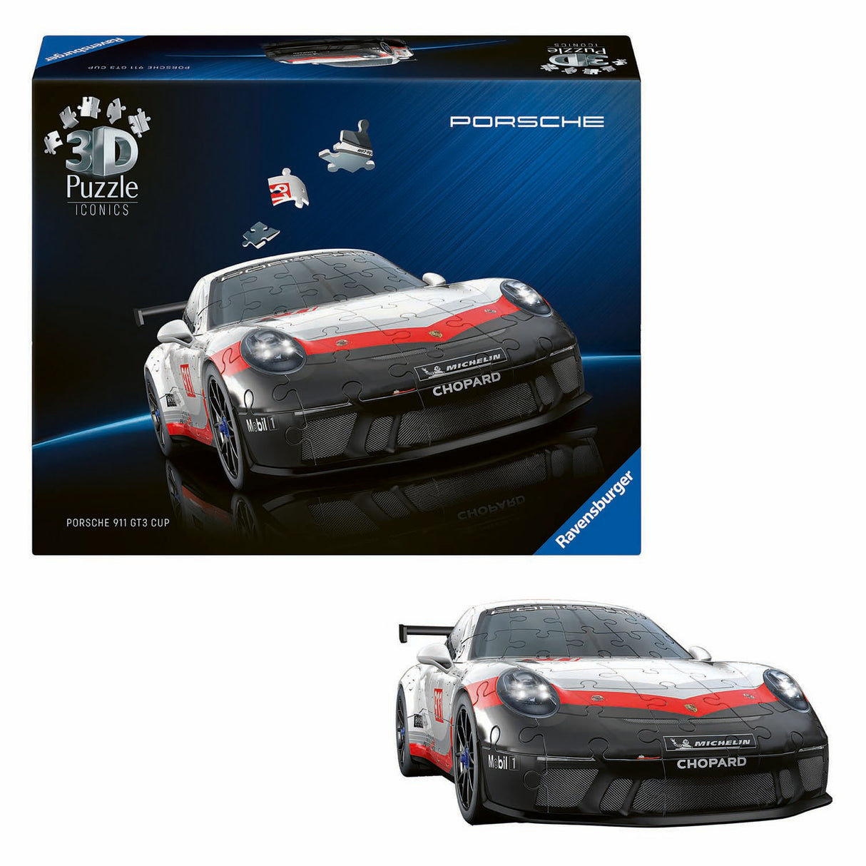 Ravensburger 3D puslespil ikoniske Porsche 911 GT3 Cup - 154 stk.