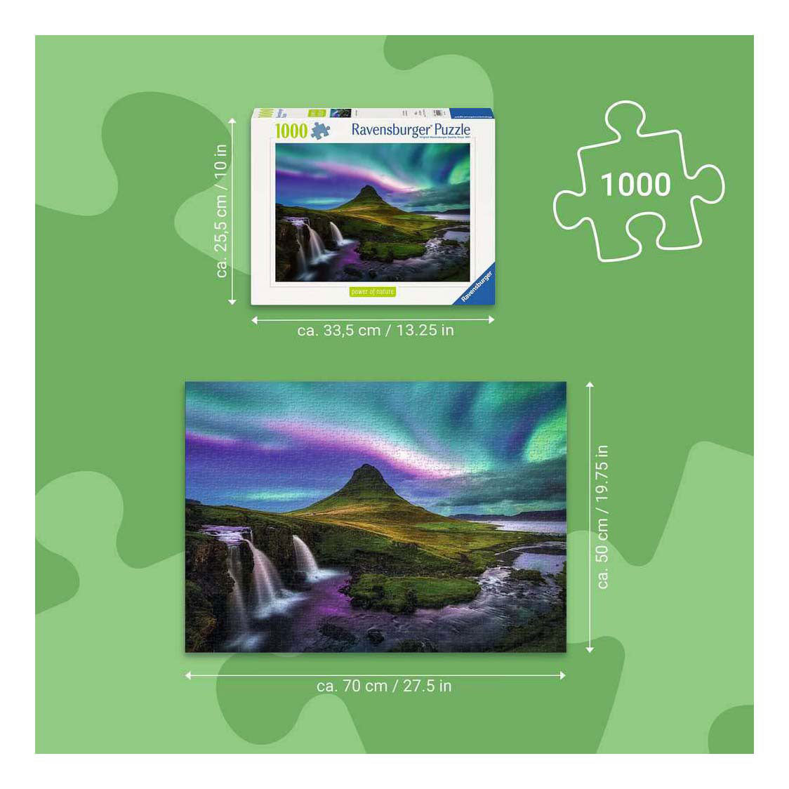 Ravensburger puslespil aurora over Kirkjufell 1000 brikker
