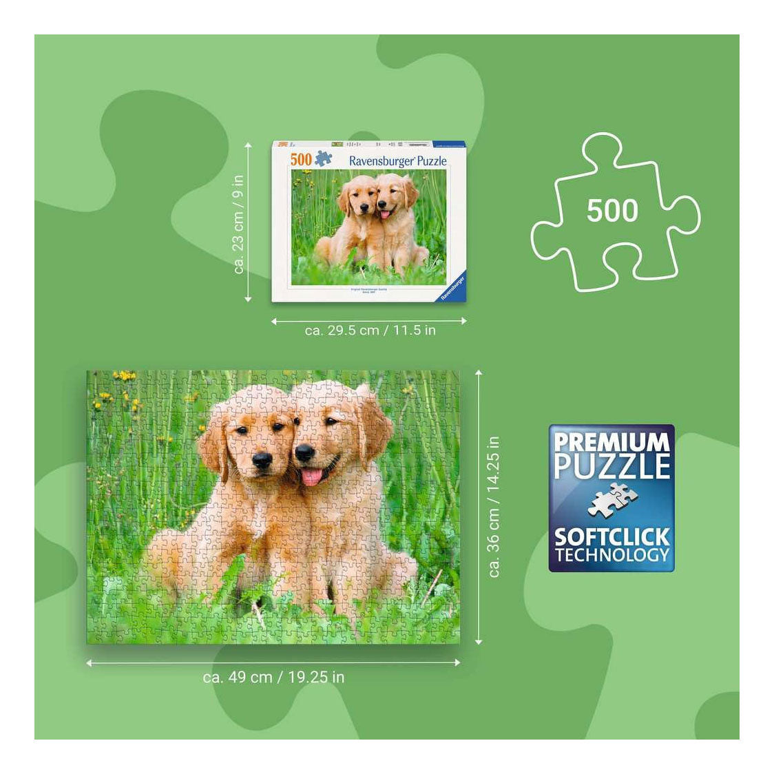 Ravensburger – golden retriever brødrene – puslespil – 500 brikker