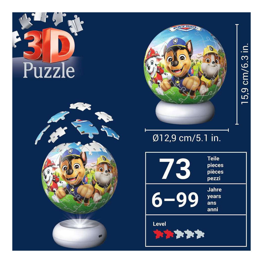 Ravensburger – potepatrulje – 3d puslespil, natlampe – 73 brikker
