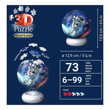 Ravensburger – astronauter – 3D puslespil, natlys – 73 brikker