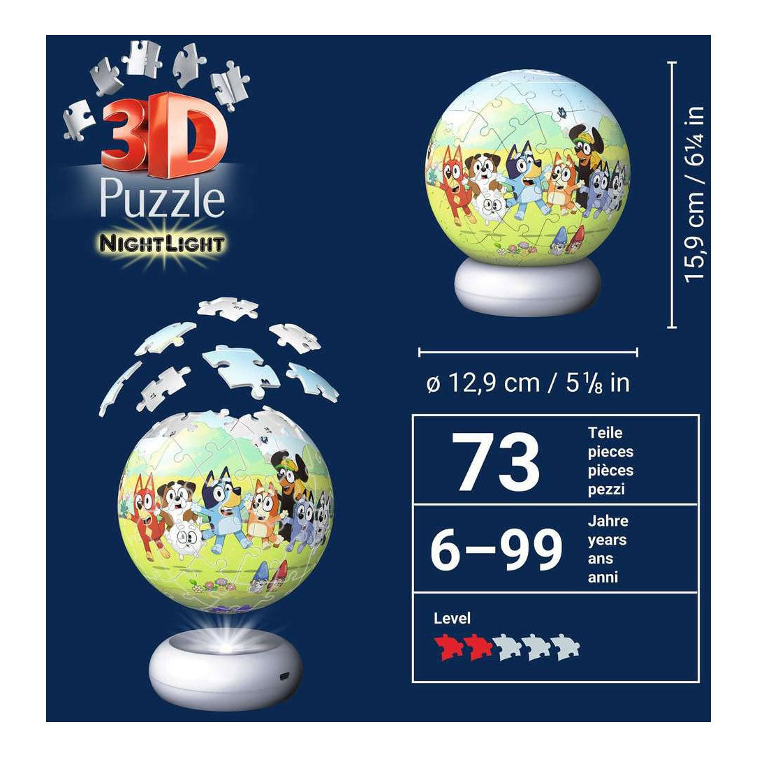 Ravensburger – bluey – 3D puslespil-natlampe – 73 brikker
