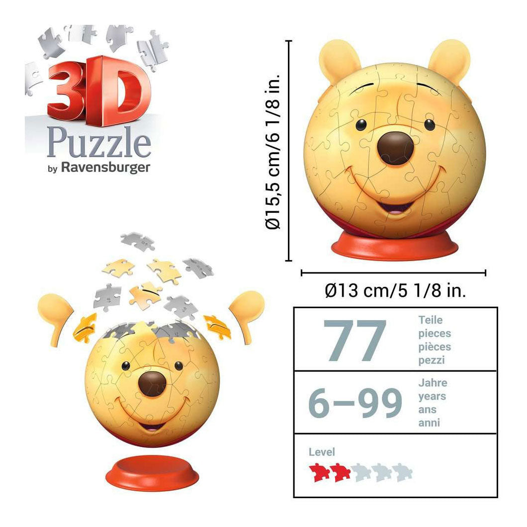 Ravensburger – Disney Peter Plys – 3D puslespil med ører – 77 brikker