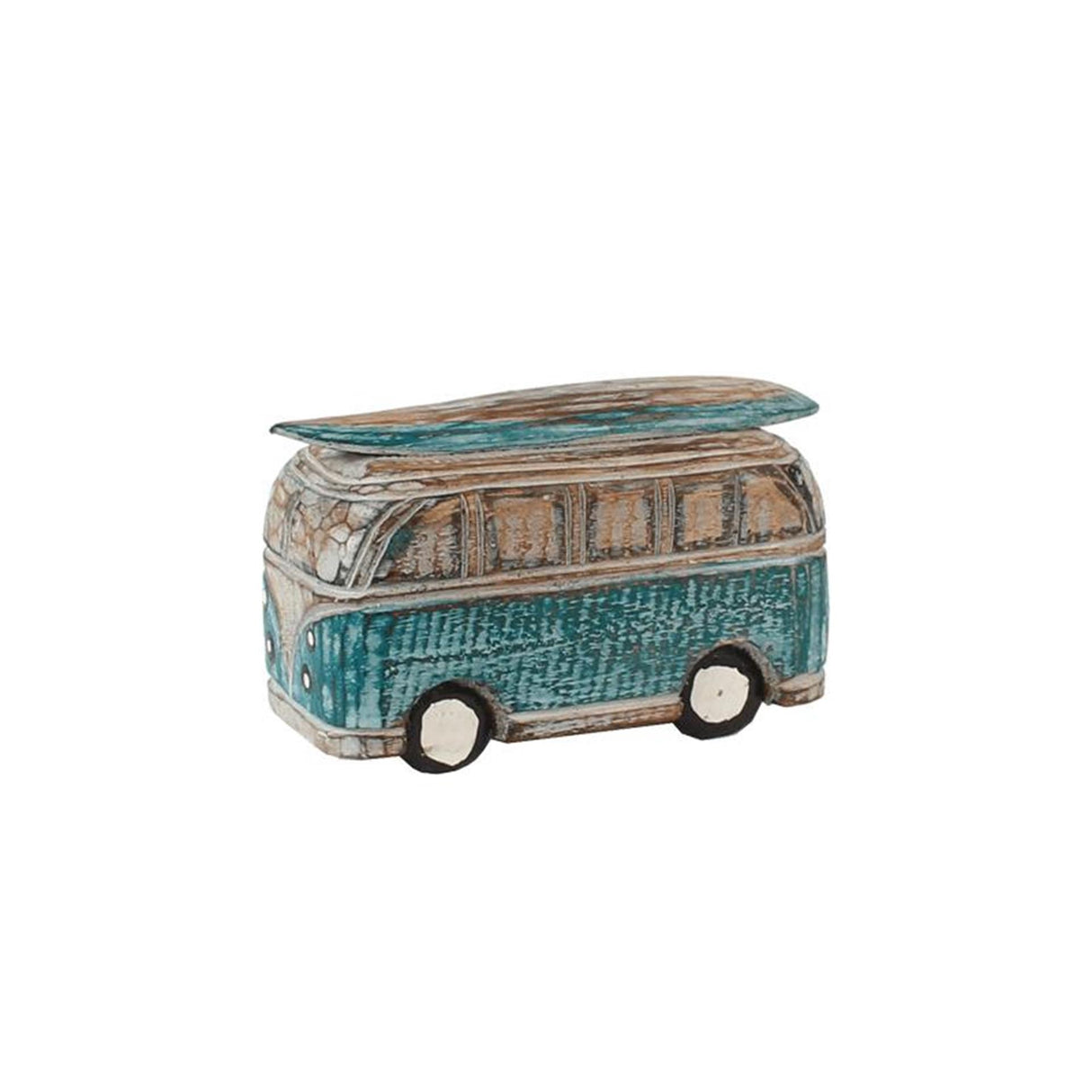 Cozydecor varevogn træ udskåret blå 15x7x9cm
