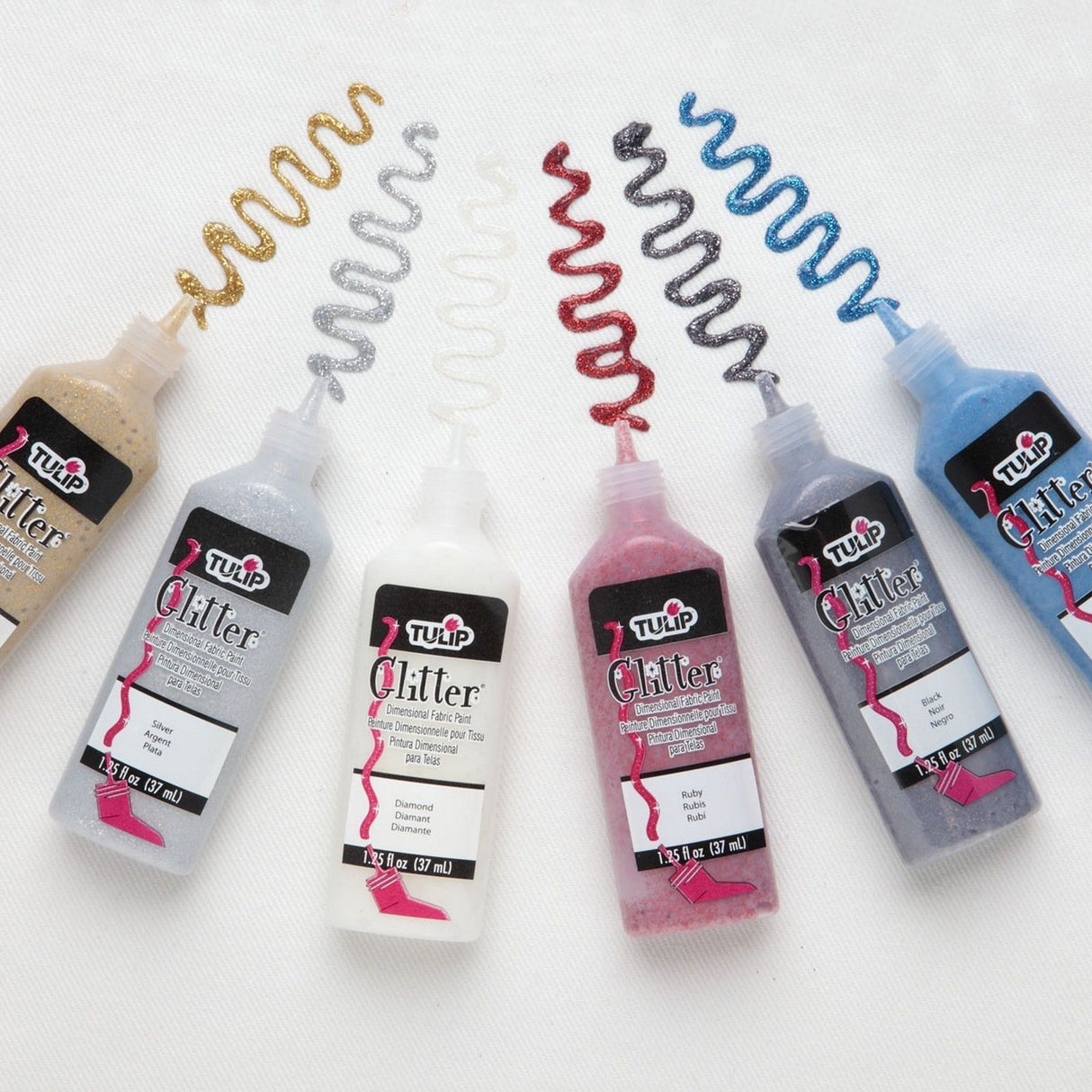 Tulipan • 3D tekstilmaling 37ml glitter 6 stk.