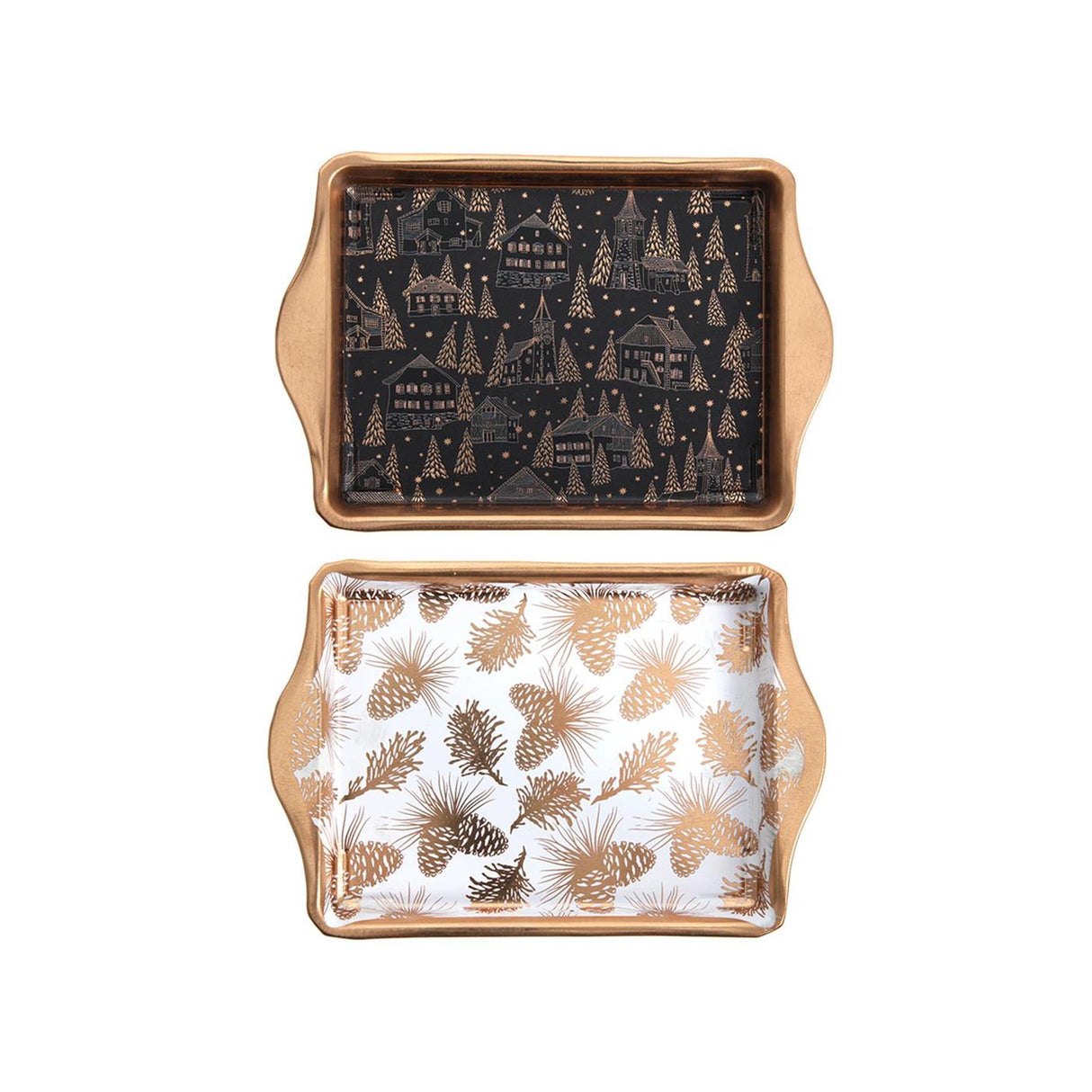 Svenska living kaffebakke 21x14x2cm sort guld og hvidguld 2 assorterede