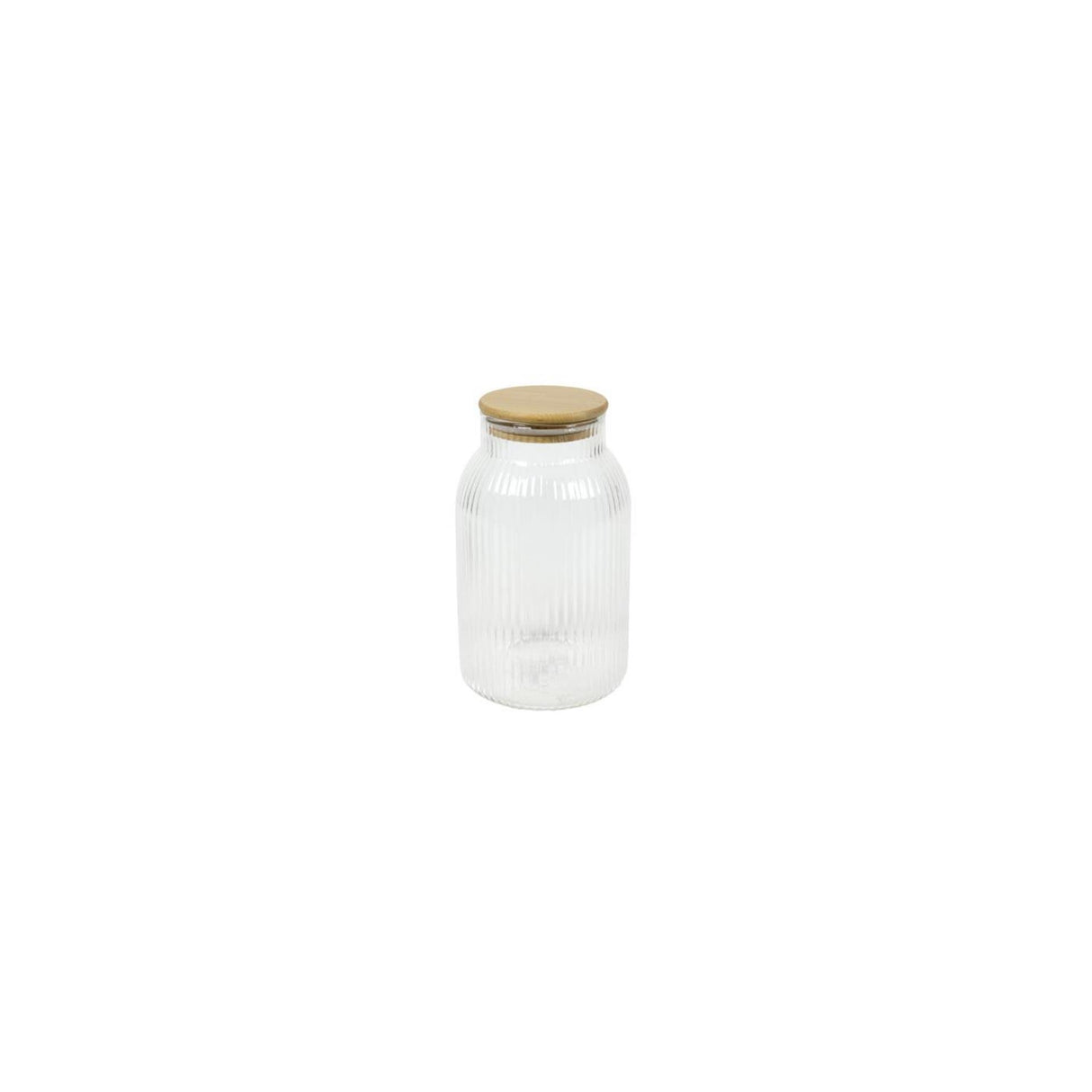 Opbevaring krukke linjer glas bambus h20,5 cm
