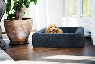 Bia seng fleecebetræk hundekurv grå