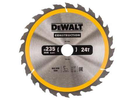 Dewalt rundsavklinge til træ | byggeri | ø 235mm akselhul 30mm 40t - dt1955-qz