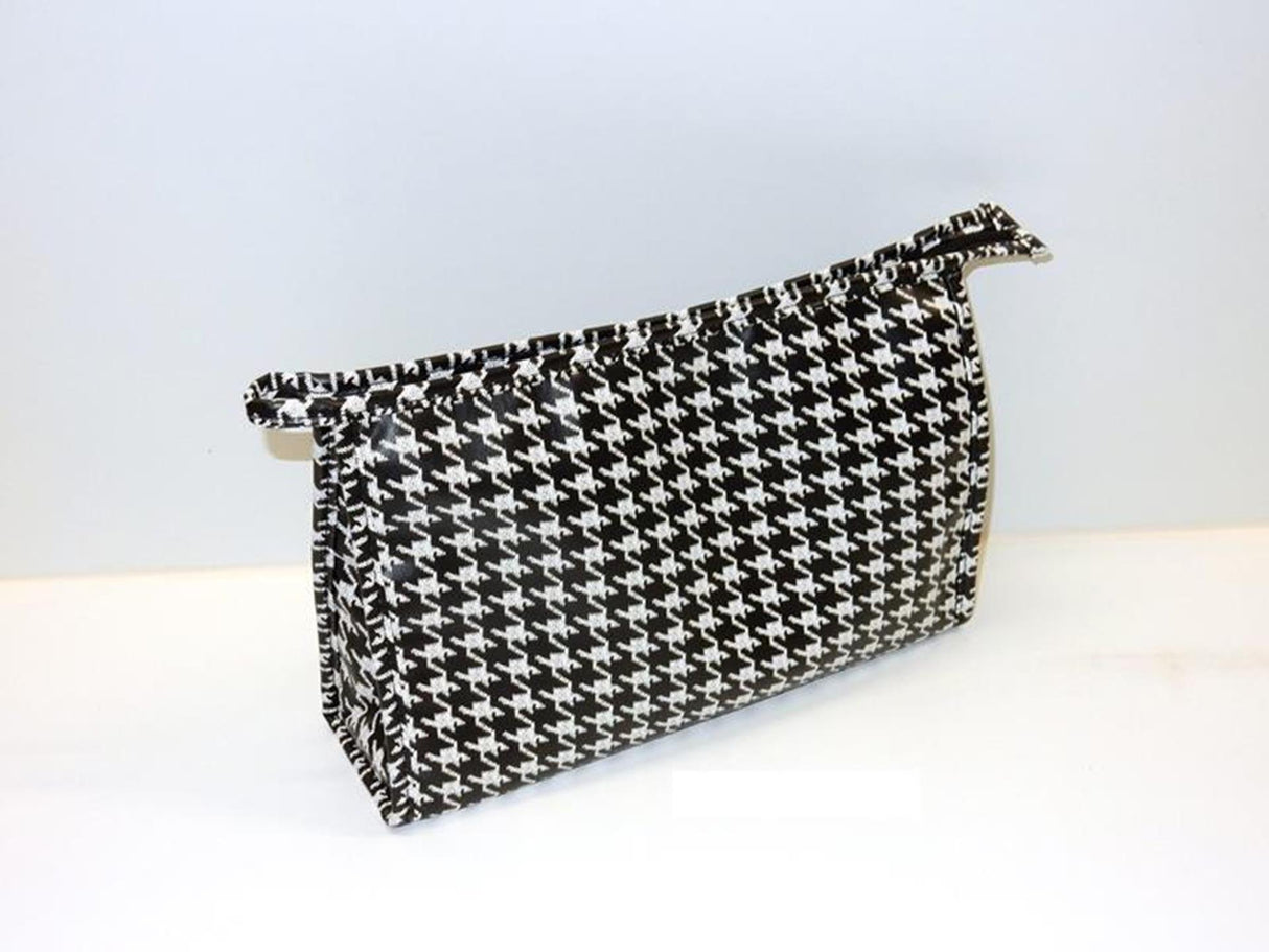 Toilettaske houndstooth 29x19cm sort og hvid
