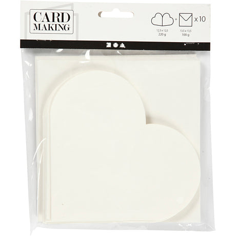 Creativ virksomhed https: www.cchobby.nl hjerte-formede-kort-størrelse-kort-12-5x12-5-cm-størrelse-envelope-13-5x13-5-cm-off-white-10-sæt-1-boks