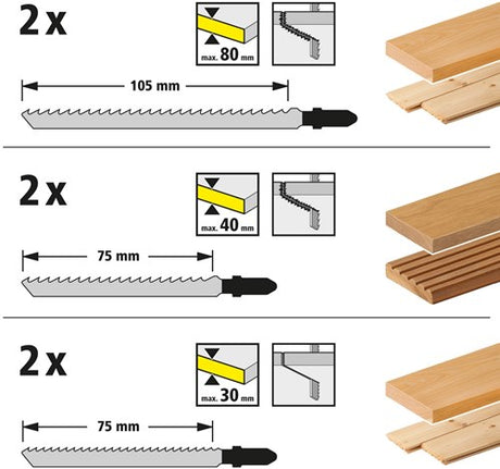 Wolfcraft stiksavklingesæt | 12 dele | t-schaft | 1 sæt - 2377000