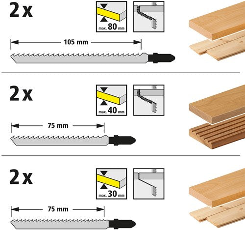 Wolfcraft stiksavklingesæt | 12 dele | t-schaft | 1 sæt - 2377000