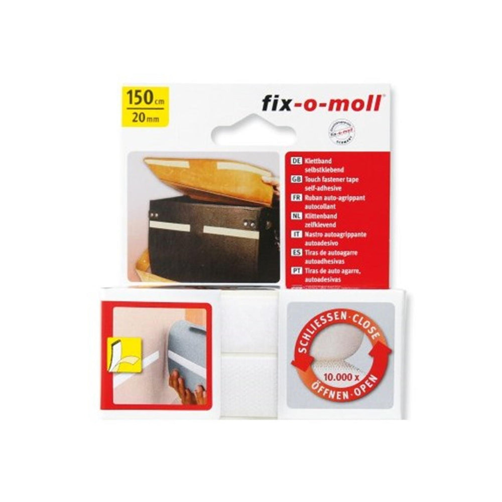 Fix-o-moll fixomoll selvklæbende velcrobånd 150cm 20mm hvid