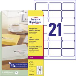 Adresselabels avery l7560 63,5x38,1mm gennemsigtig