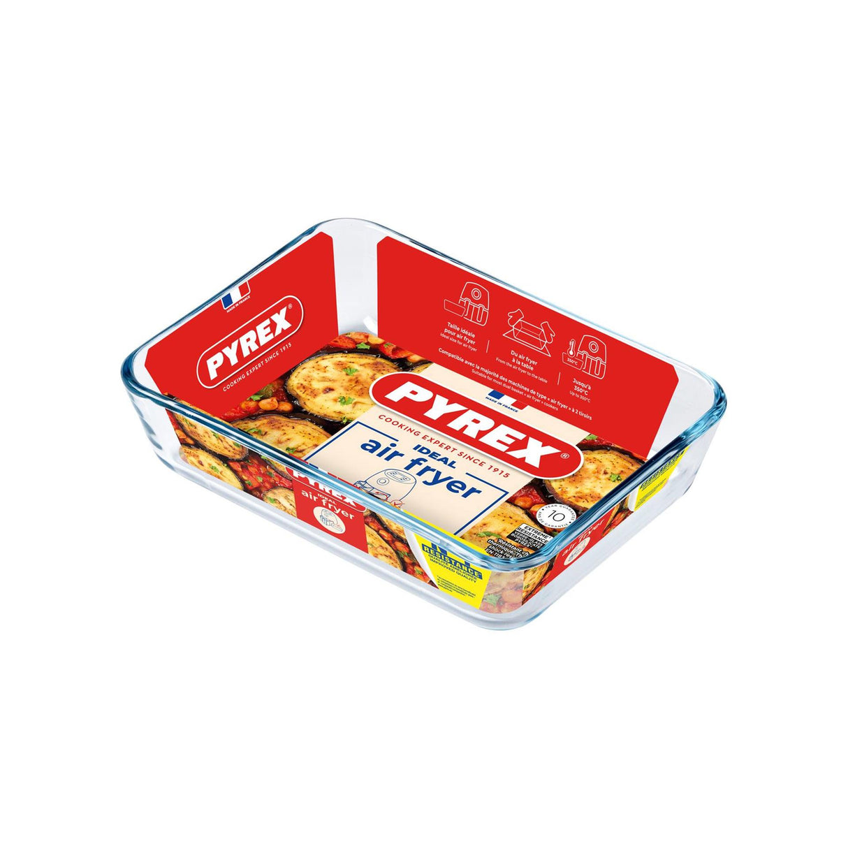 Pyrex airfryer rektangulært fad 0,8l 19x14x5cm
