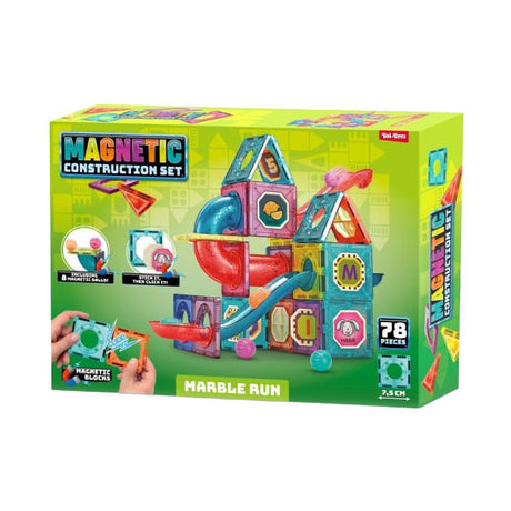 Toi-toys magnetische knikkerbaan bouwset kleurrijk speelgoed 78-delig.