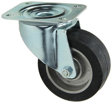 Mack by tente 1058941 - zwenkwiel rubber zwart loopvl alu velg , plaat 100 mm | 5 stuks