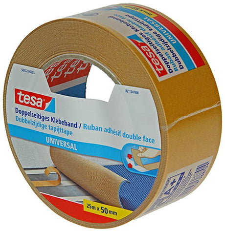 Tesa dobbeltklæbende tape universal alsidig emballage dekoration tæppe - 25m x 50mm