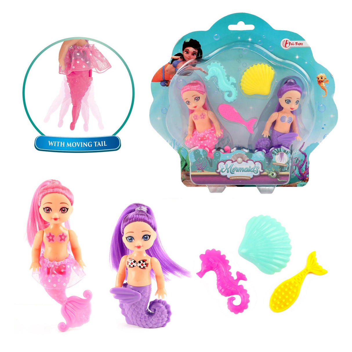 Toi-toys havfruer havfruedukke med tilbehør, 12cm