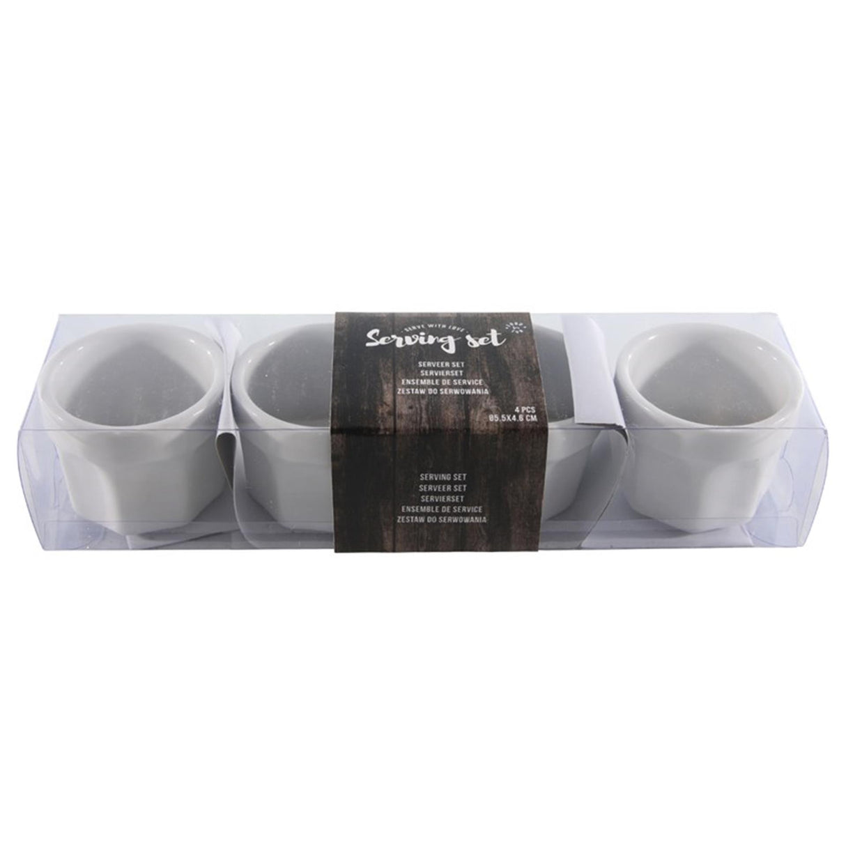 Mad til sjov serveringssæt med 4 porcelænsfade ø5,5x4,6cm