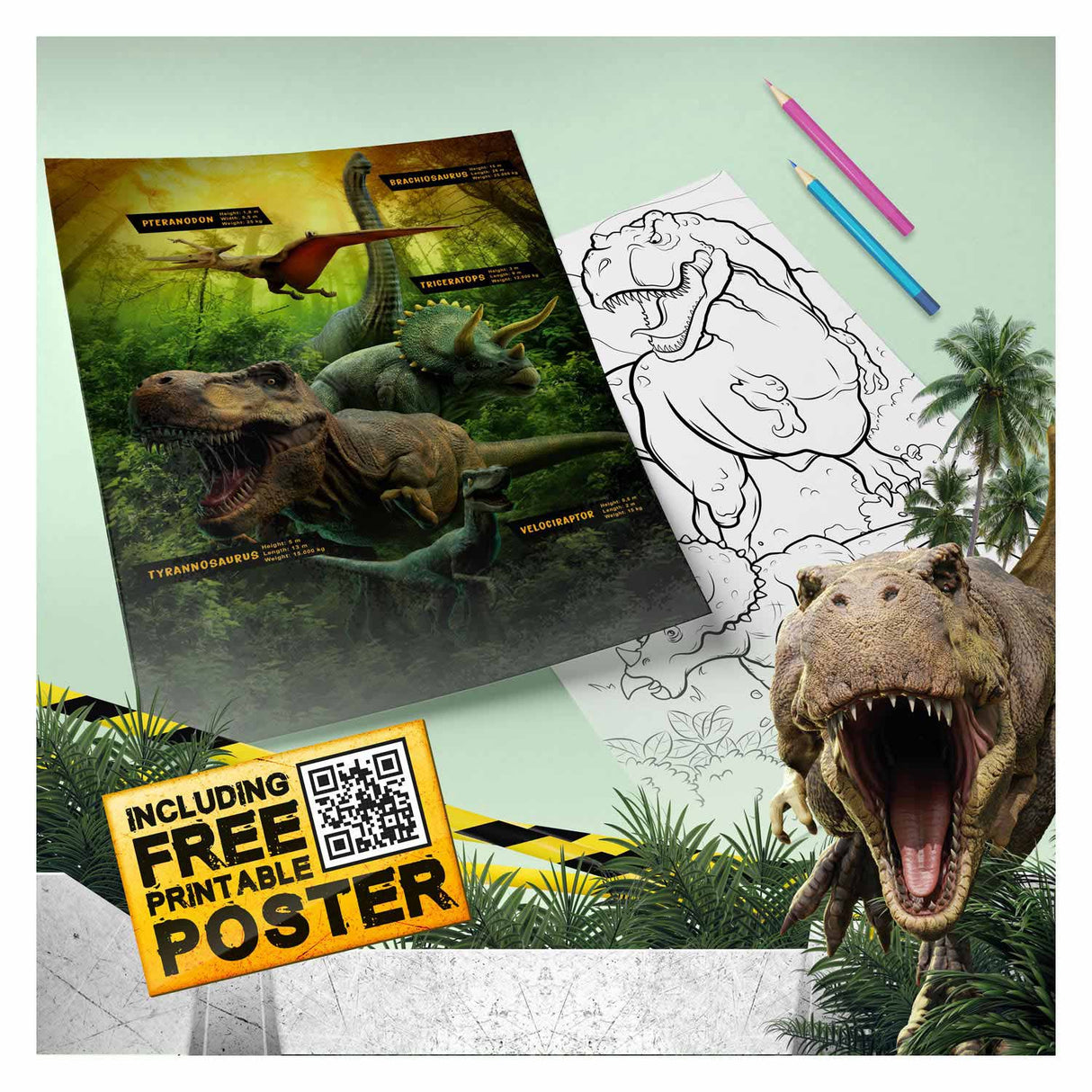 Dinosaurernes verden super malebog