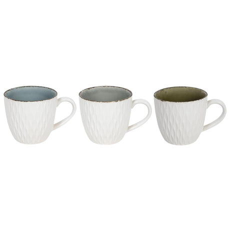 Svenska living kaffekrus præget hvid crackle 350ml 6 stk
