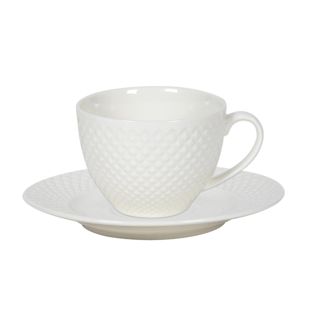 Kop og underkop sæt porcelæn diamant 220ml æske med 6