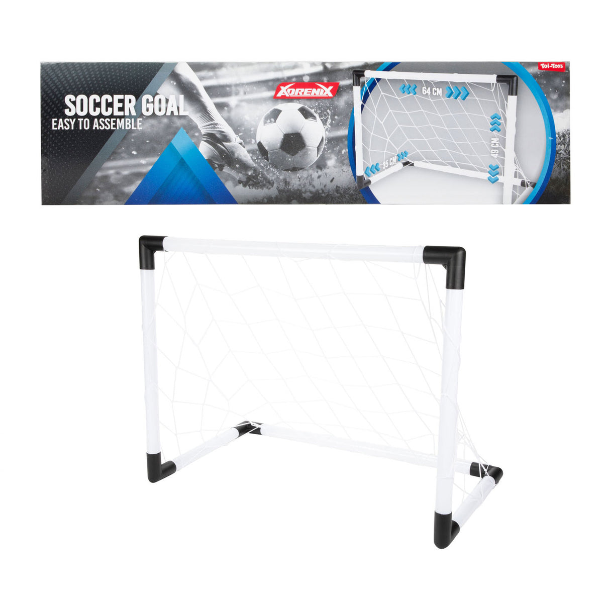 TOI-TOYS ADRENIX FODBALL Mål med net, 64x49x35cm