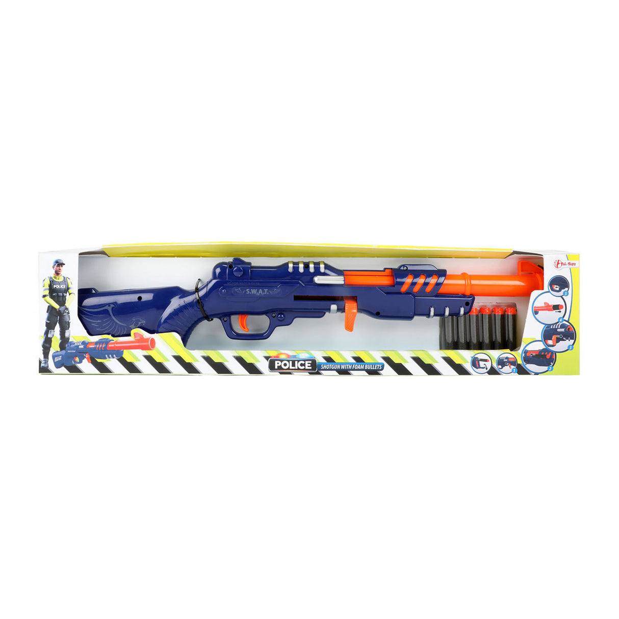 Toi-Toys Police Rifle Blue med 6 Foamijlen
