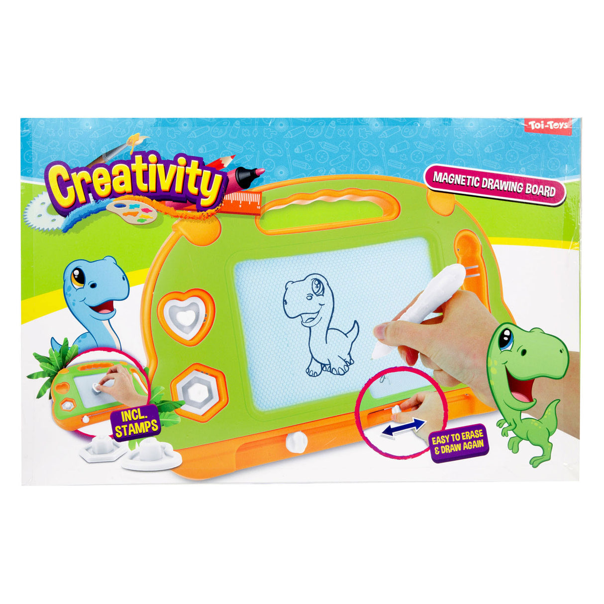 TOI-TOYS Kreativitet Magnetisk tegnebræt med pen og former