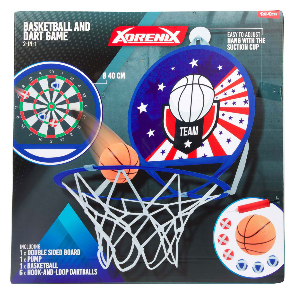 Adrenix dart basketball 2i1 spil - flerfarvet legetøj til børn.