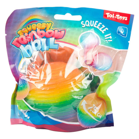 Toi-legetøj toi-legetøj sjovt tekstureret squeeze-bold regnbue-ribbskum 7 cm
