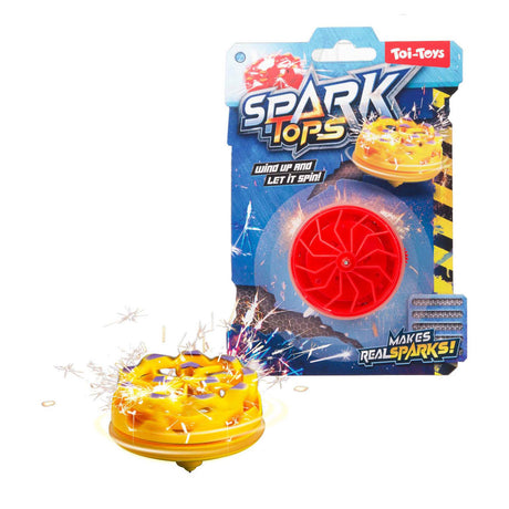 Toi-legetøj sjove oprullede spinning top gnister med flint