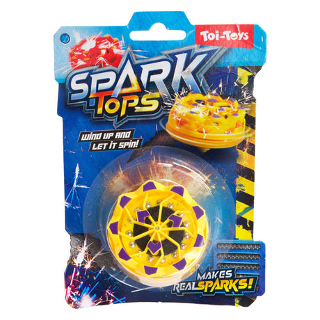 Toi-legetøj sjove oprullede spinning top gnister med flint