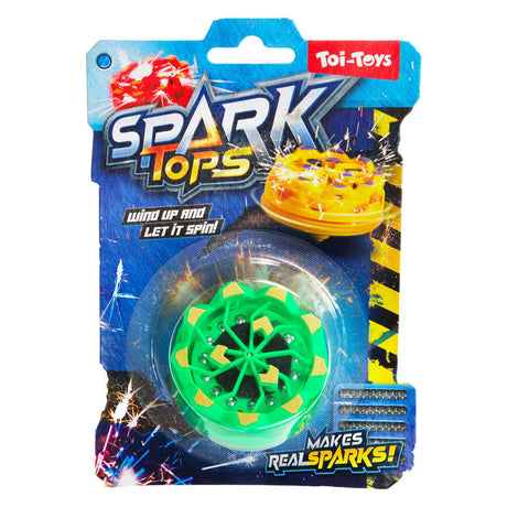 Toi-legetøj sjove oprullede spinning top gnister med flint
