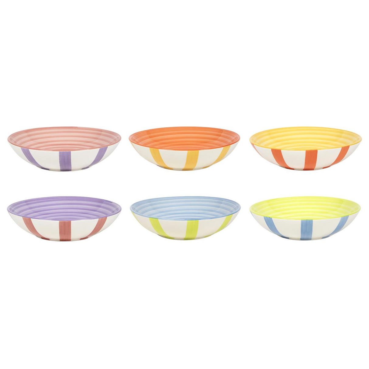 Dyb tallerken sommerstriber ø19cm 6 stk