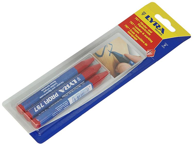 Lyra 1052114 - markeringskridt 3stk ø12x120mm rød | 5 stk