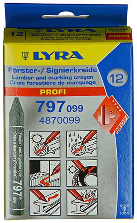 Lyra 1004744 - markeringskridt 12stk ø12x120mm sort | 4 stk