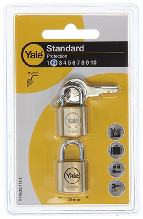 Yale 1059363 - hængelås 20 mm 2 ens | 6 stk