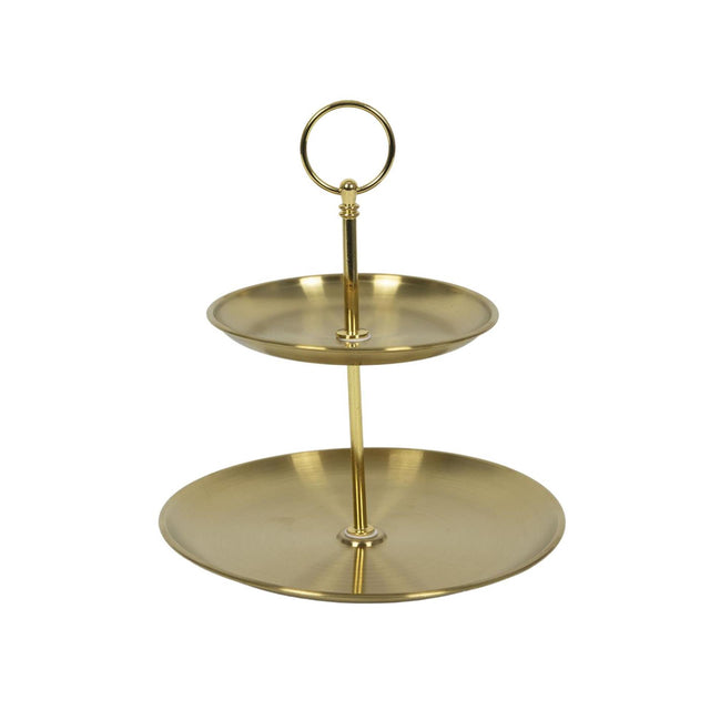 Etagere guld 2-lags rustfrit stål ø14xh20cm